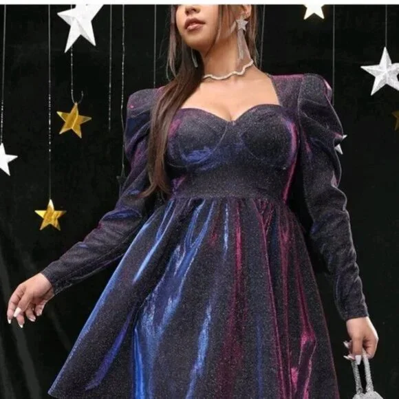 green emerald velvet dress Shein Poeselle Surplice Neck Wrap Hem Glitter Bodycon Dress main image 1